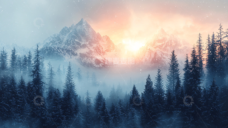 高清大图下载【趣麦麦图】雪山日出17
