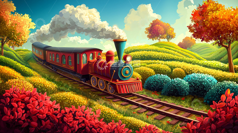 高清大图下载【趣麦麦图】童话风格蒸汽火车