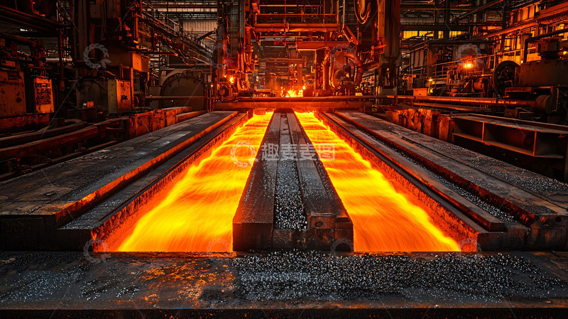 高清大图下载【趣麦麦图】炽热的金属在传送带上