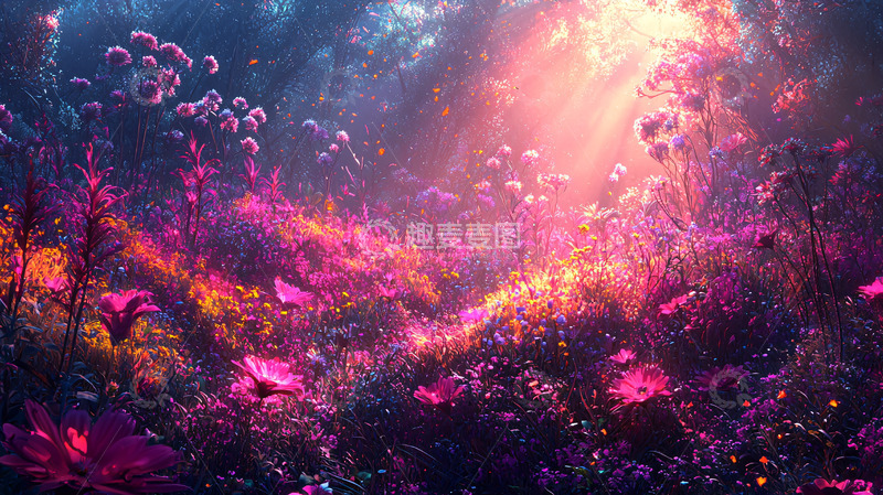 高清大图下载【趣麦麦图】梦幻般的发光花田