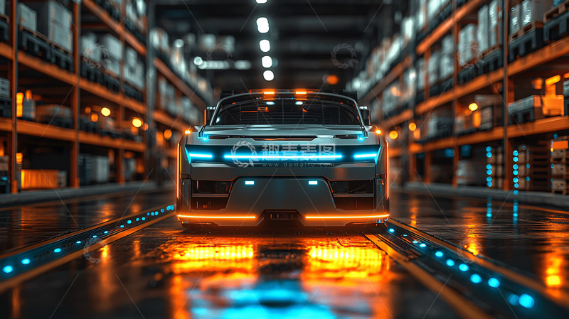 高清大图下载【趣麦麦图】未来感汽车仓库