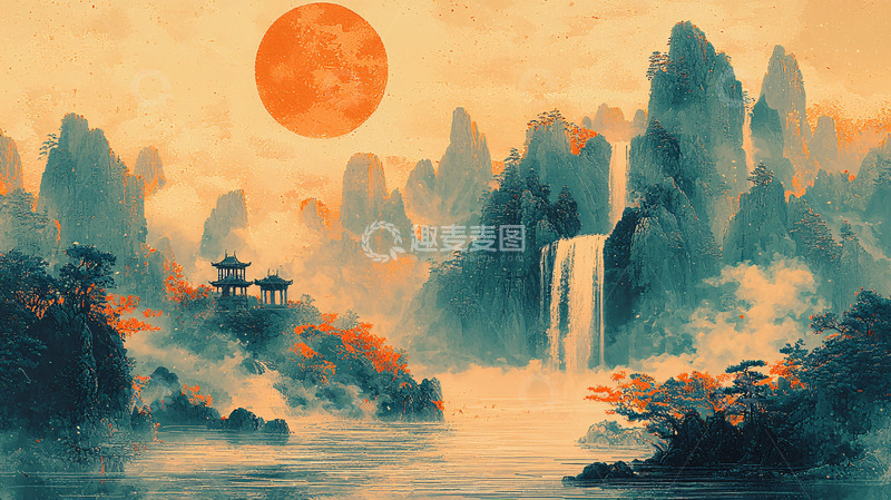 高清大图下载【趣麦麦图】水墨山水意境画