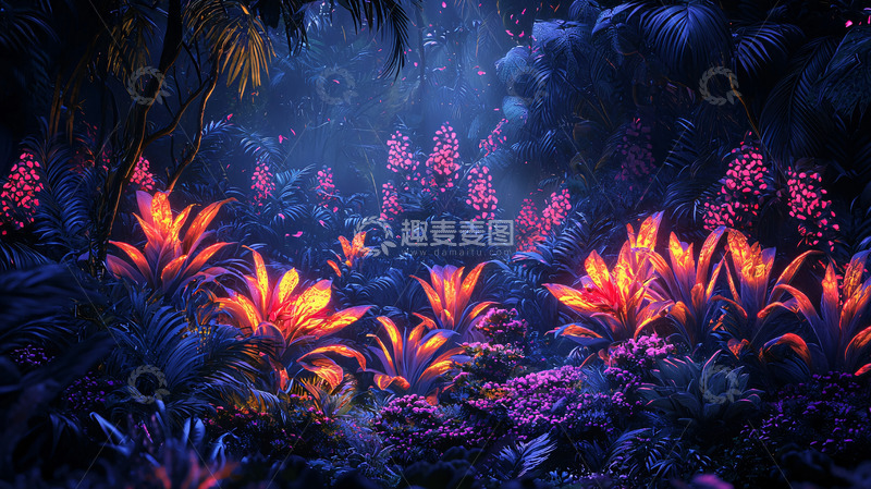 高清大图下载【趣麦麦图】神秘夜光森林