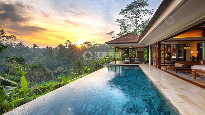高清大图下载【趣麦麦图】日落泳池别墅