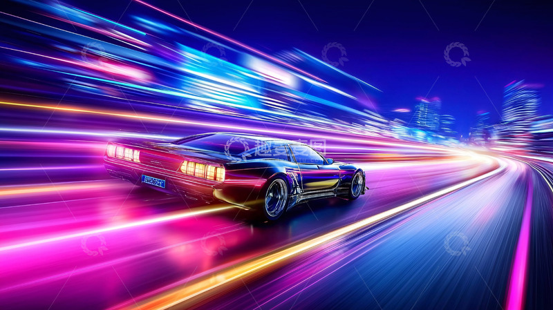 高清大图下载【趣麦麦图】极速飞驰的都市跑车