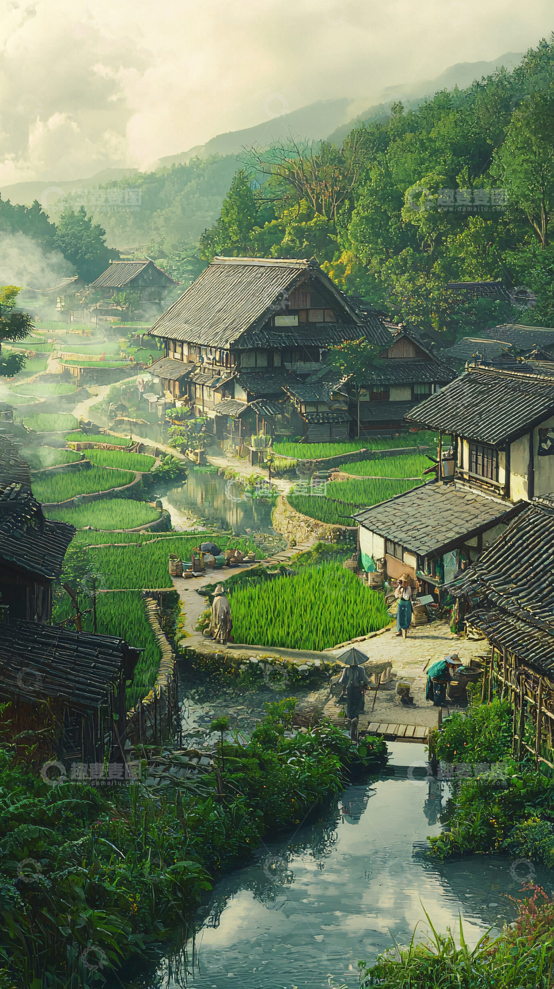 高清大图下载【趣麦麦图】山间古村落