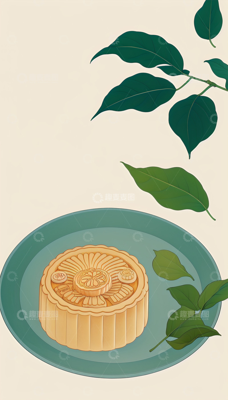 高清大图下载【趣麦麦图】中秋月饼国风中式海报2