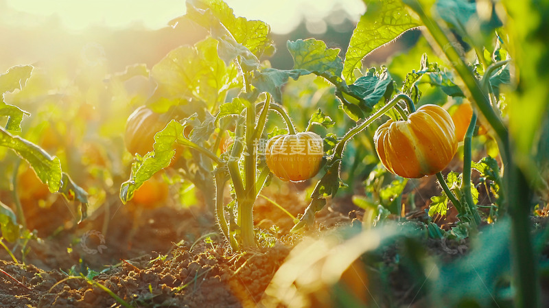 高清大图下载【趣麦麦图】阳光下成熟的小南瓜
