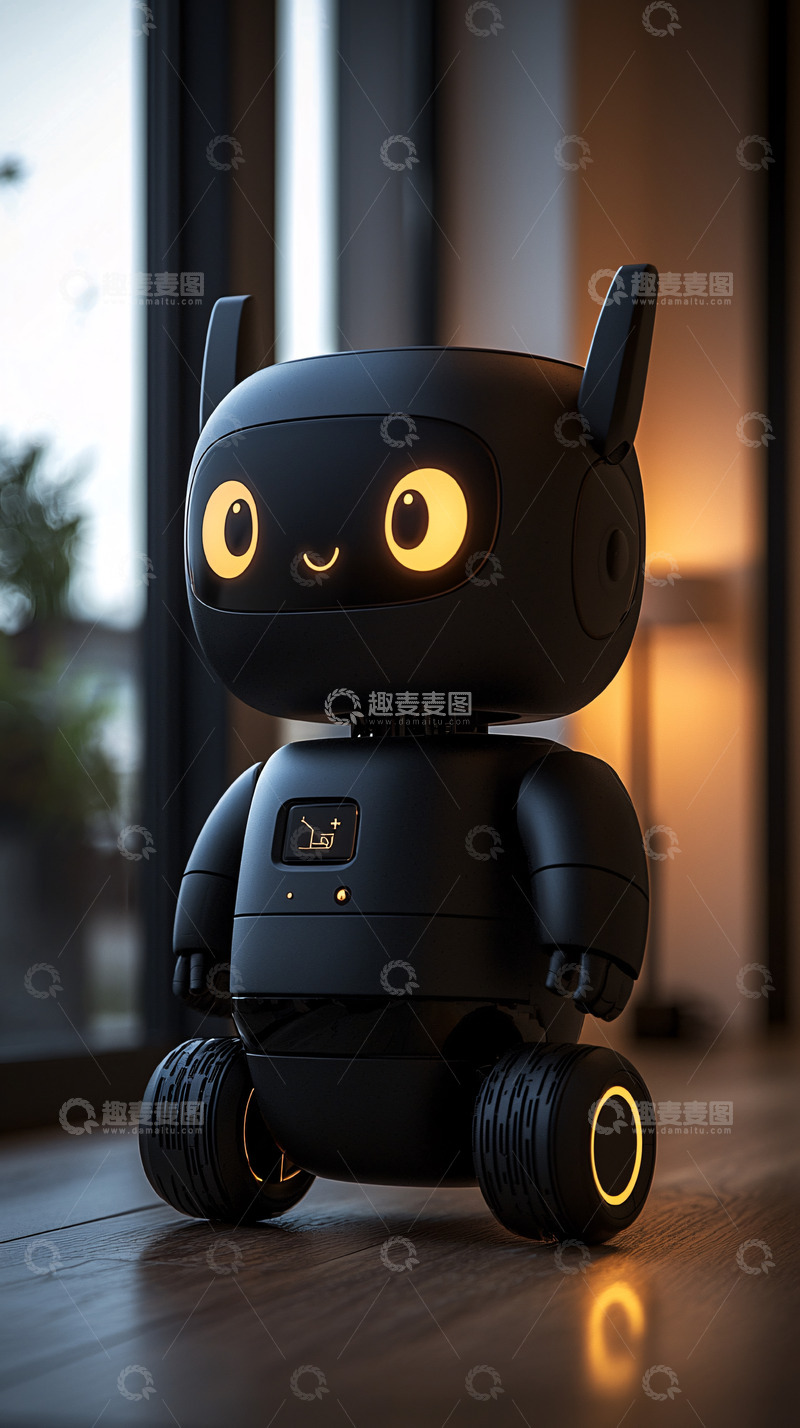 高清大图下载【趣麦麦图】黑色可爱小机器人