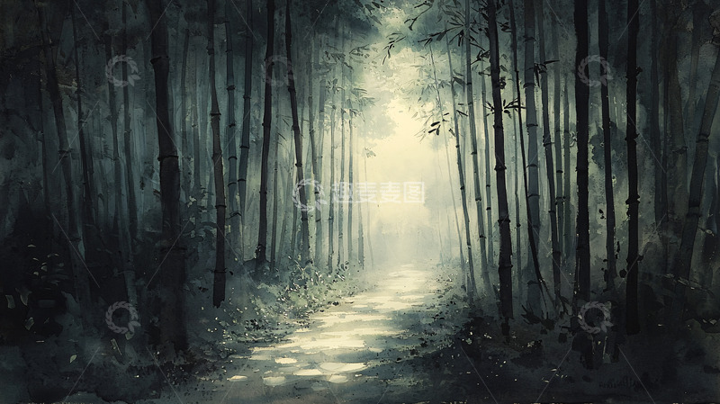 高清大图下载【趣麦麦图】幽暗森林中的小路