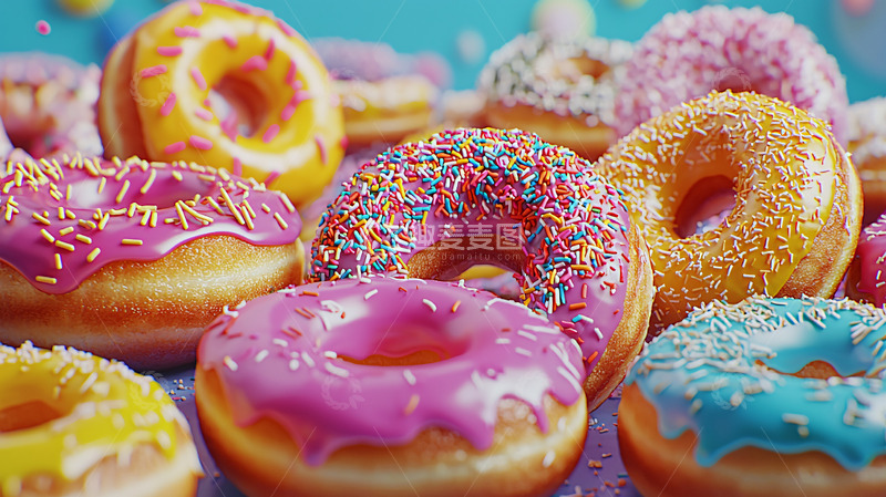 高清大图下载【趣麦麦图】彩色甜甜圈堆