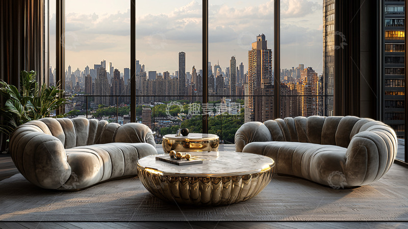 高清大图下载【趣麦麦图】现代都市景观客厅