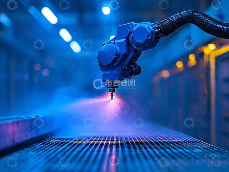 高清大图下载【趣麦麦图】工业机器人喷涂作业
