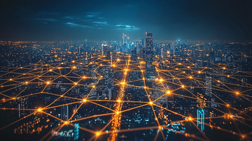 夜幕下的智慧城市网络连接