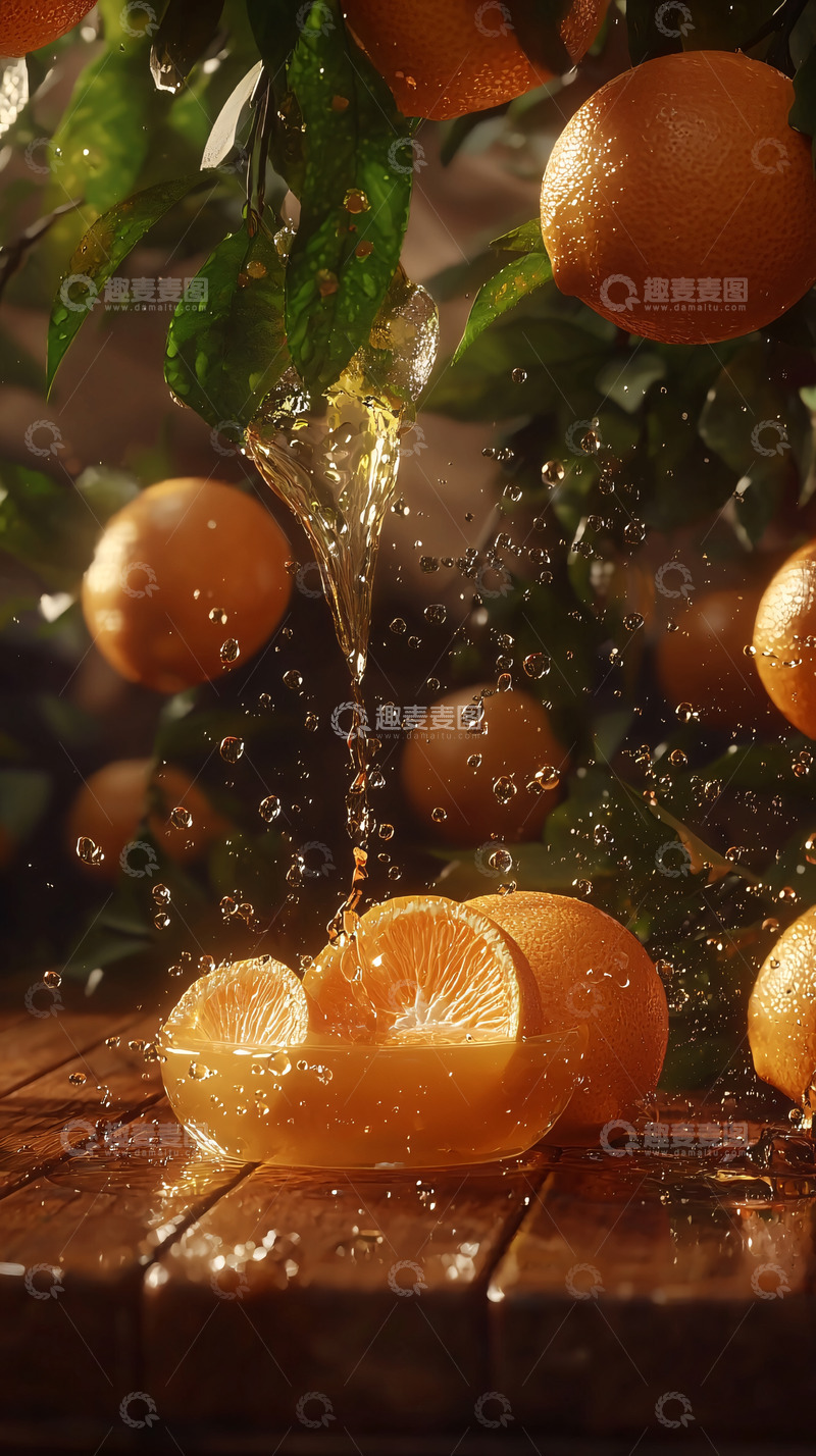 高清大图下载【趣麦麦图】橙汁飞溅