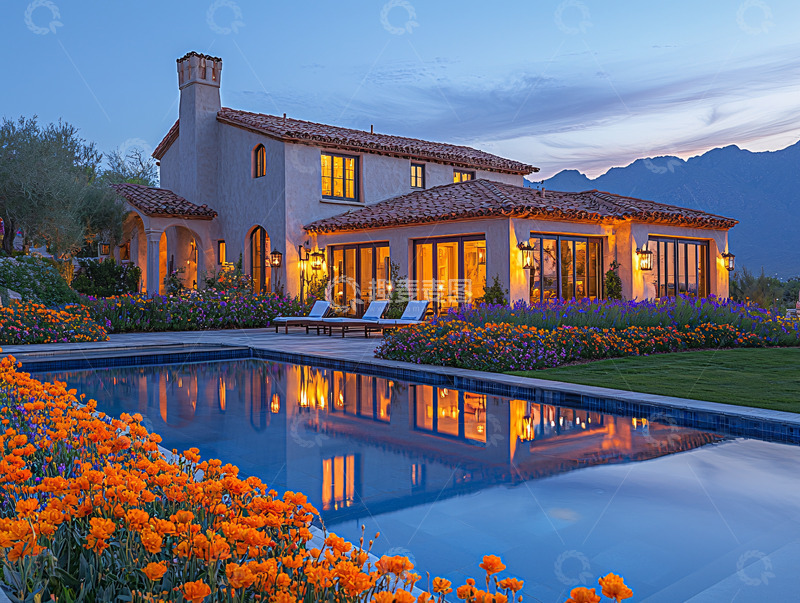 高清大图下载【趣麦麦图】豪华别墅夜景