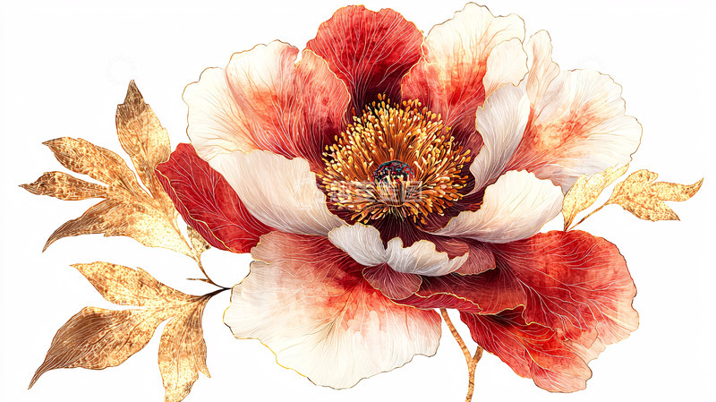 高清大图下载【趣麦麦图】红白相间牡丹花