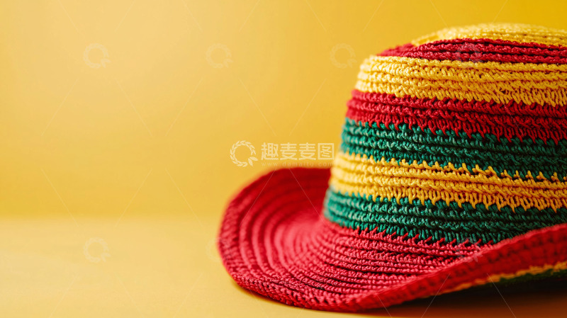 高清大图下载【趣麦麦图】彩色条纹草帽