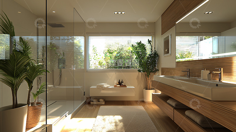 高清大图下载【趣麦麦图】阳光明媚的现代浴室