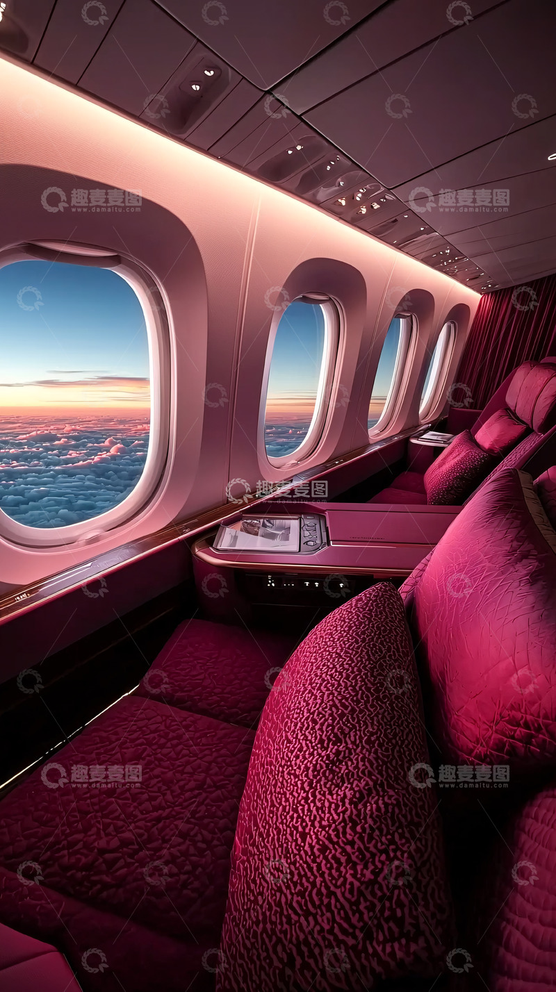 高清大图下载【趣麦麦图】飞机舷窗外的日出云海