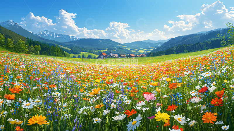 高清大图下载【趣麦麦图】彩色鲜花盛开的山谷