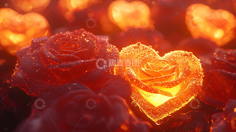 高清大图下载【趣麦麦图】火焰玫瑰爱心