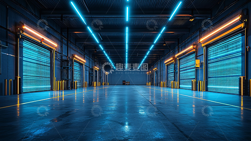 高清大图下载【趣麦麦图】科幻风格工业厂房车库