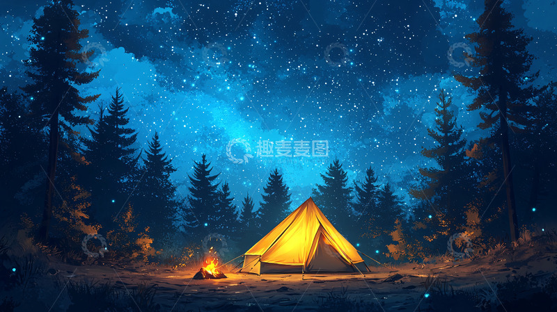 高清大图下载【趣麦麦图】星空下的帐篷