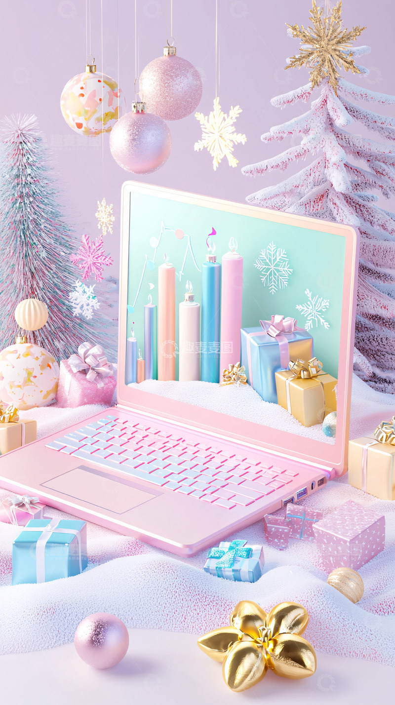 高清大图下载【趣麦麦图】粉色系圣诞节电脑