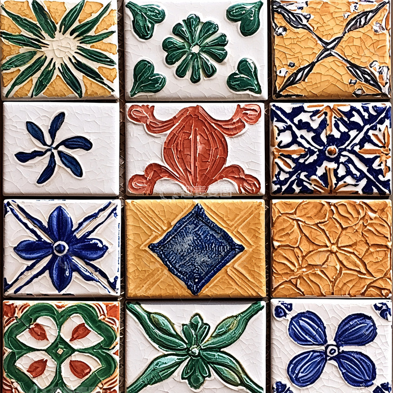 高清大图下载【趣麦麦图】手绘瓷砖拼贴