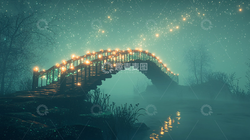 高清大图下载【趣麦麦图】梦幻森林小桥