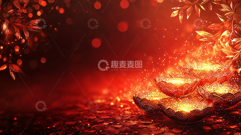 高清大图下载【趣麦麦图】燃烧的莲花灯