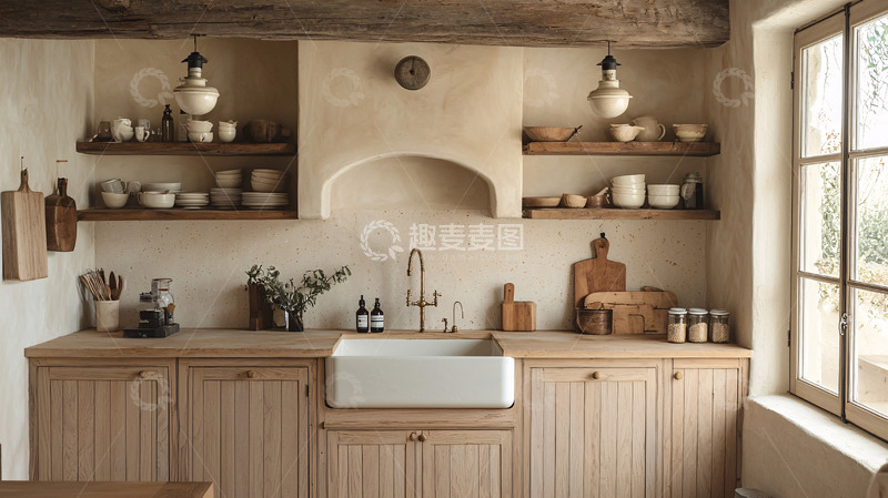 高清大图下载【趣麦麦图】原木风厨房