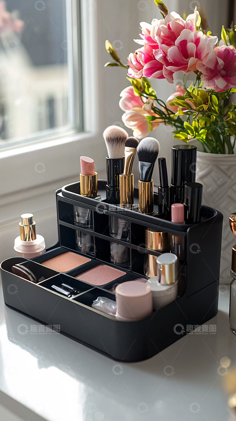 高清大图下载【趣麦麦图】黑色化妆品收纳盒