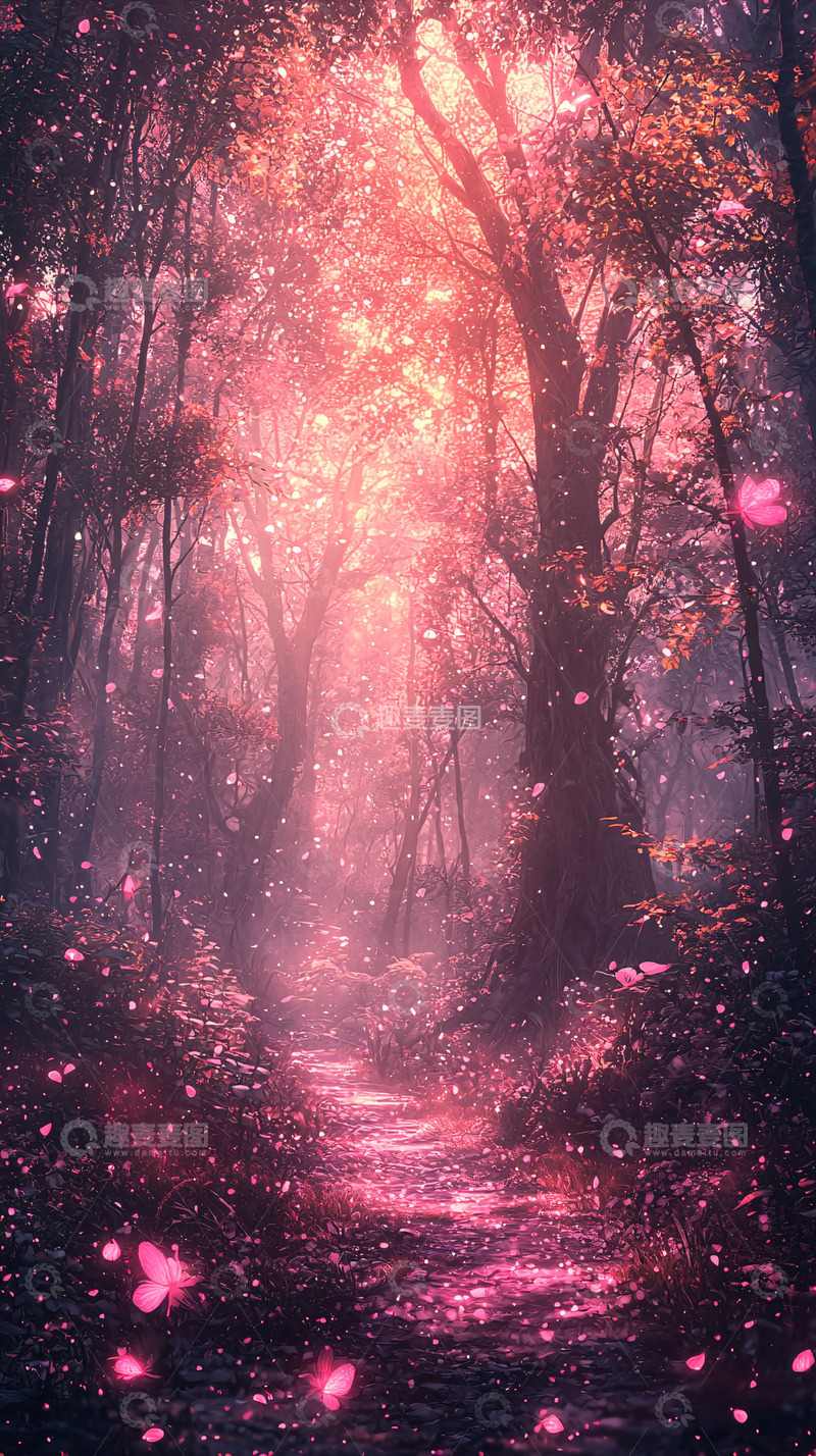 高清大图下载【趣麦麦图】粉色梦幻森林