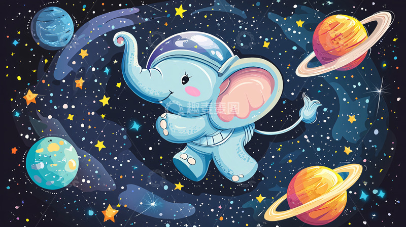 高清大图下载【趣麦麦图】太空宇航员大象
