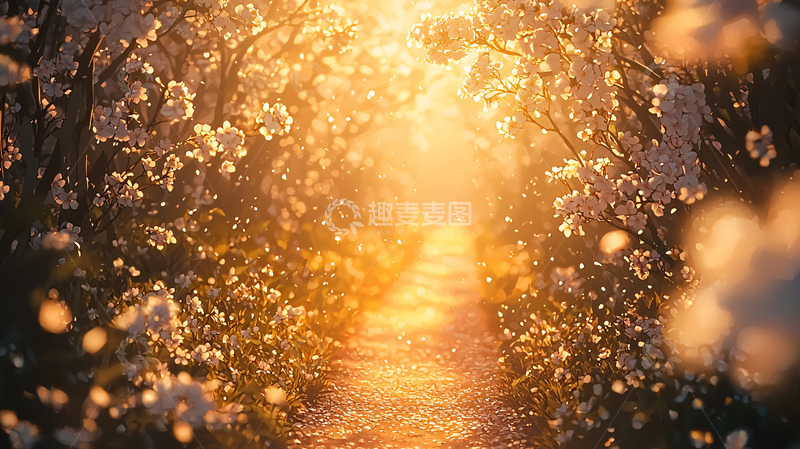 高清大图下载【趣麦麦图】阳光洒满花路