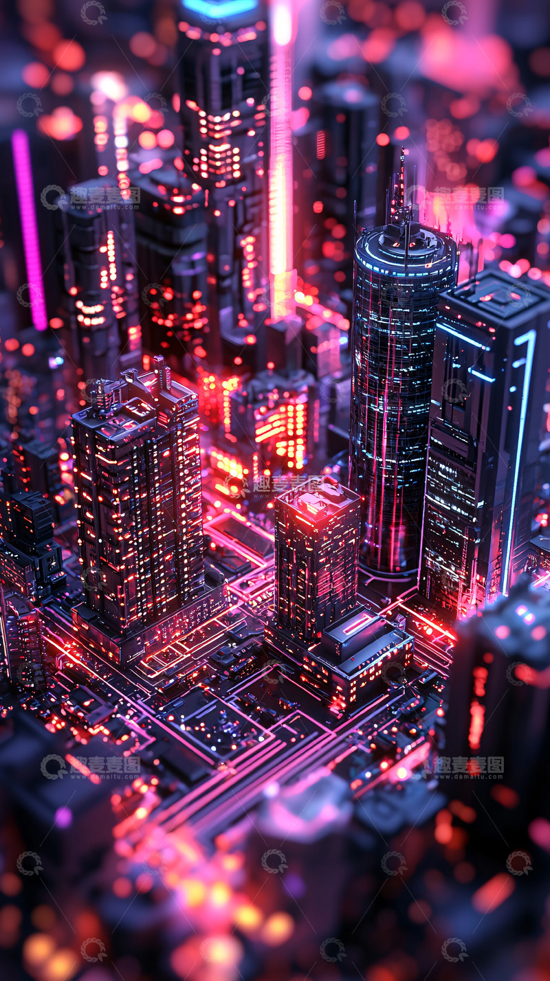 高清大图下载【趣麦麦图】未来科技感都市夜景