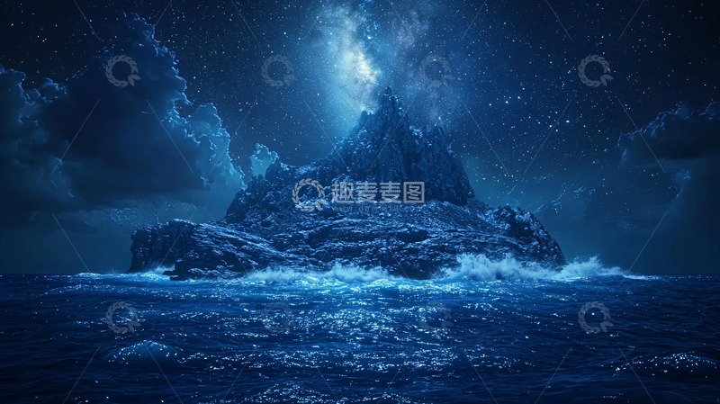 高清大图下载【趣麦麦图】月光下的孤岛