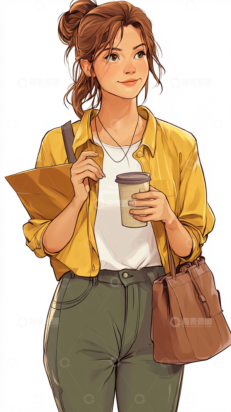 高清大图下载【趣麦麦图】清新风格女孩插画