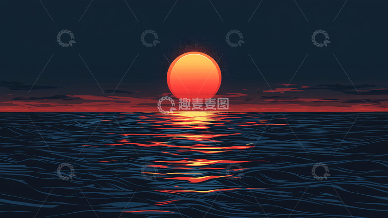 高清大图下载【趣麦麦图】海面日出