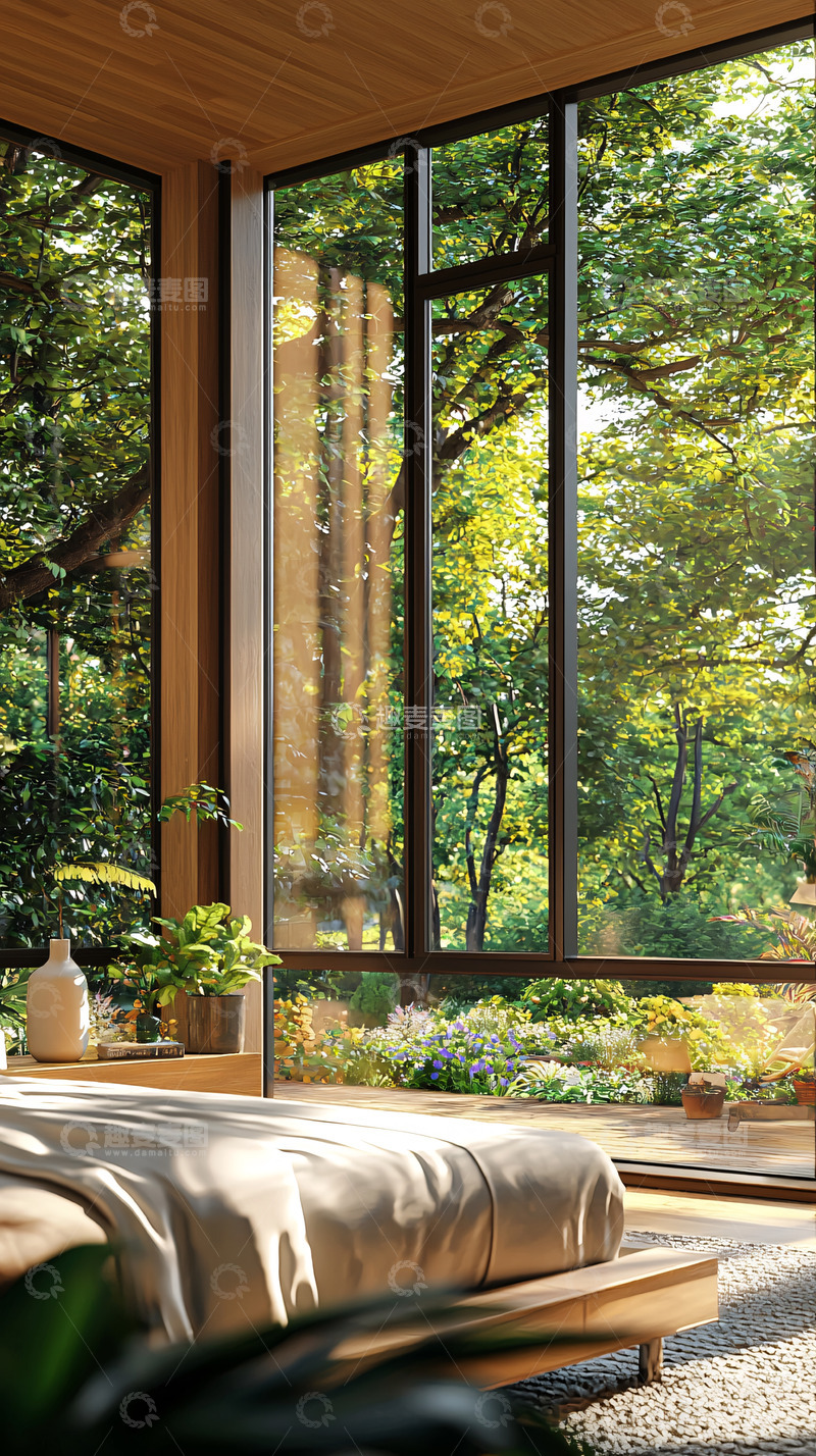 高清大图下载【趣麦麦图】阳光洒满卧室大床