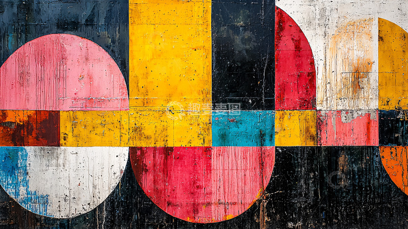 高清大图下载【趣麦麦图】抽象几何彩色绘画