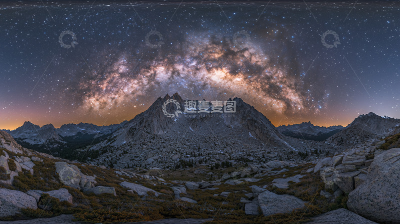 高清大图下载【趣麦麦图】星空下壮丽山脉全景图
