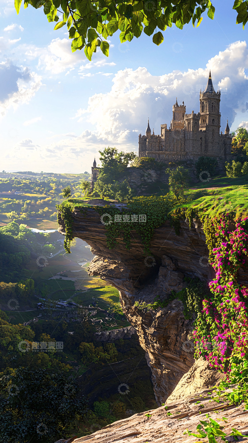 高清大图下载【趣麦麦图】悬崖峭壁上的童话城堡