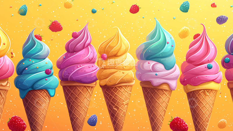 高清大图下载【趣麦麦图】彩色冰淇淋圣代