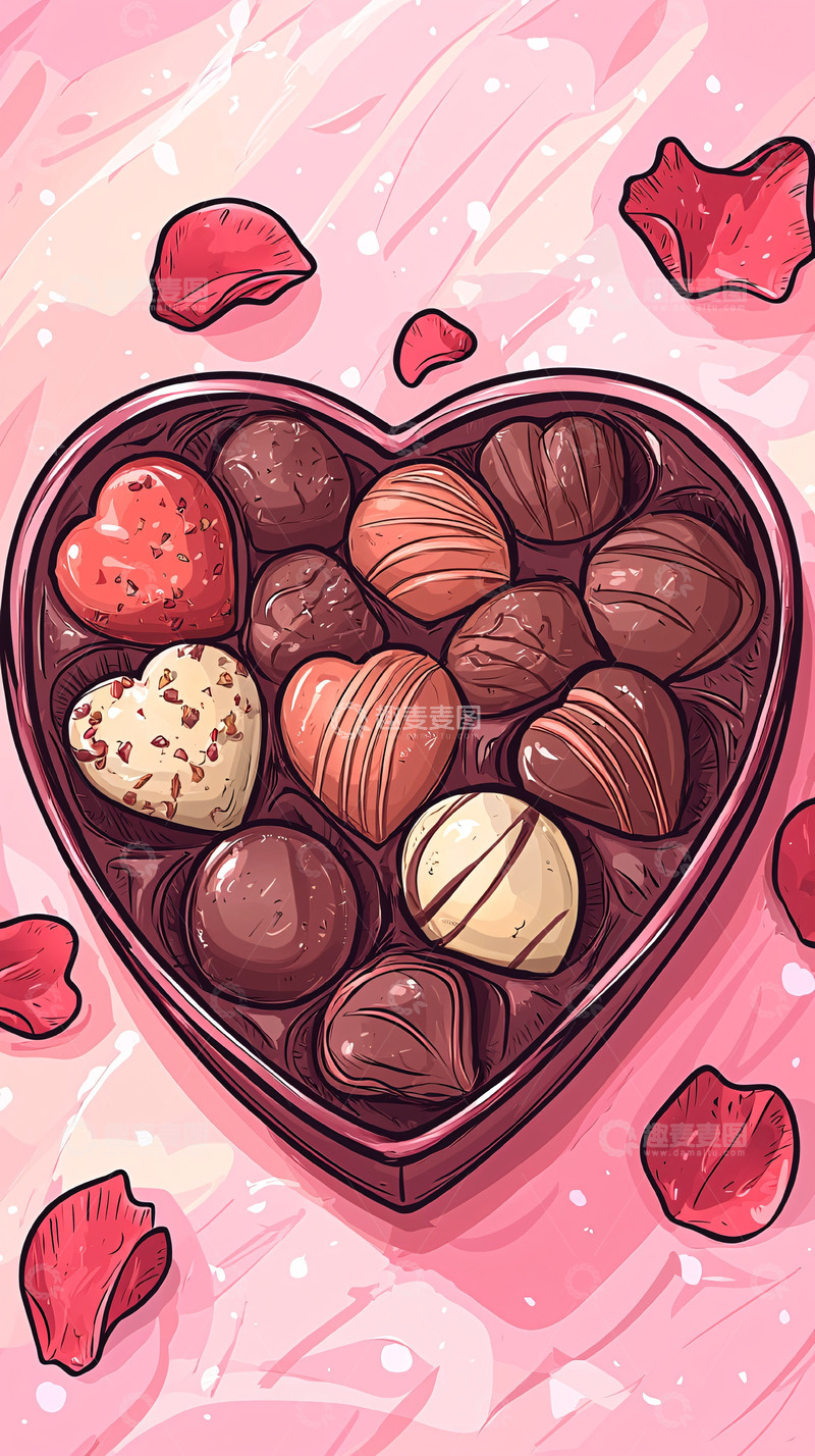 高清大图下载【趣麦麦图】爱心巧克力盒