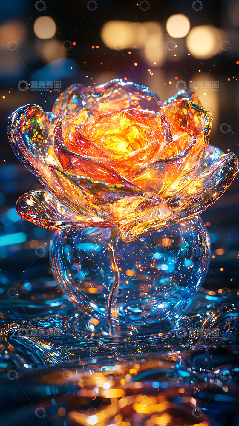 高清大图下载【趣麦麦图】水晶质感的花朵