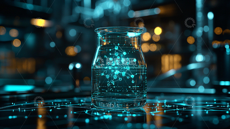 高清大图下载【趣麦麦图】科技感瓶子里的发光粒子