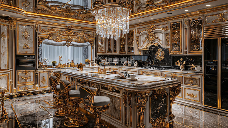 高清大图下载【趣麦麦图】奢华欧式古典风格厨房